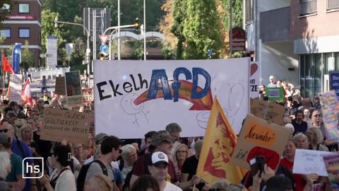 Menschenmenge beim Protestzug gegen die AfD