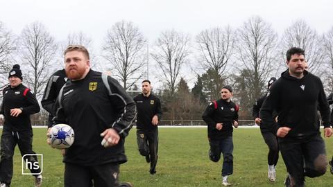 Rugbyspieler bei Training