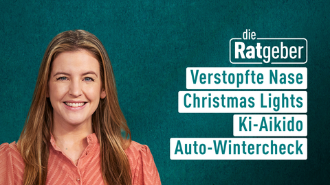 Moderatorin Jennifer Sieglar mit den Themen der Sendung vom 15.11.2024: Verstopfte Nase, Christmas Lights, Ki-Aikido, Auto-Wintercheck