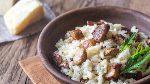 Pilzrisotto mit Parmesan und Rucola