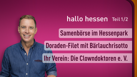 hallo hessen vom 07.03.2024, moderiert von Jens Kölker mit folgenden Themen: Samenbörse im Hessenpark, Doraden-Filet mit Bärlauchrisotto, Ihr Verein: Die Clowndoktoren e. V.