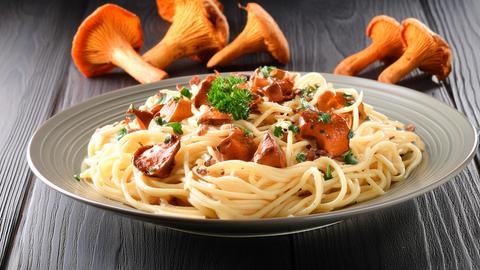 Spaghetti alla Chitarra mit Rahmpfifferlingen