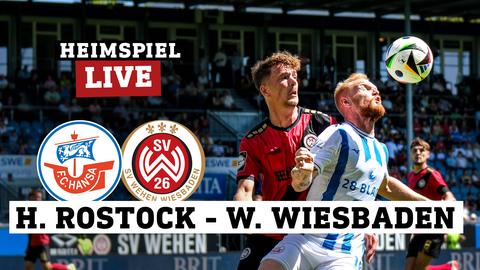 Felix Luckeneder (SV Wehen Wiesbaden, li.) im Zweikampf mit Nils Fröling (FC Hansa Rostock).