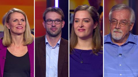 Die hessenquiz Kandidaten (von links): Astrid aus Frankfurt, Dietrich aus Korbach, Meike aus Lohra und Peter aus Rödermark.