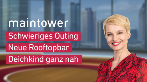 Moderatorin Susann Atwell sowie die Themen bei "maintower" am 09.08.2024: Schwieriges Outing, Neue Rooftopbar, Deichkind ganz nah