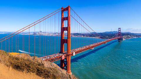 Blick auf die Golden Gate Bridge in San Francisco. 