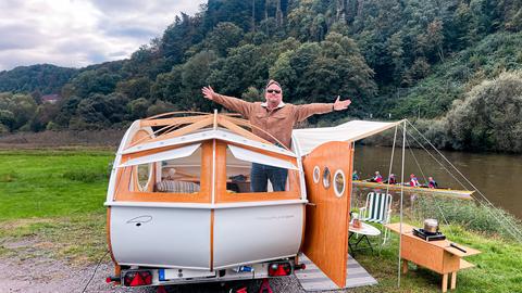 Friso Richter auf dem Campingplatz Bad Karlshafen an der Weser.